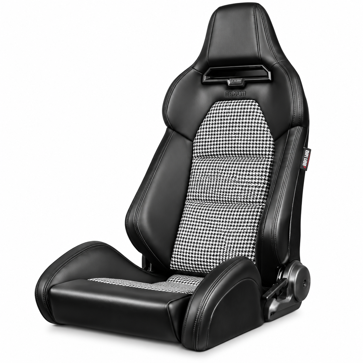 Braum Viper-X Series Black Leatherette with Houndstooth Fabric Sport Reclinable Seats